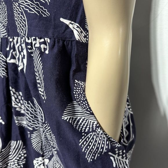 Lang Originals Vintage Navy White Midi Dress Drop Waist Cross Back Size 12 - Picture 4 of 12